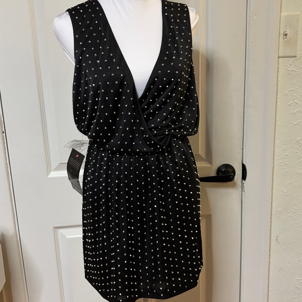 Bebe Black Studded Backless Dress
